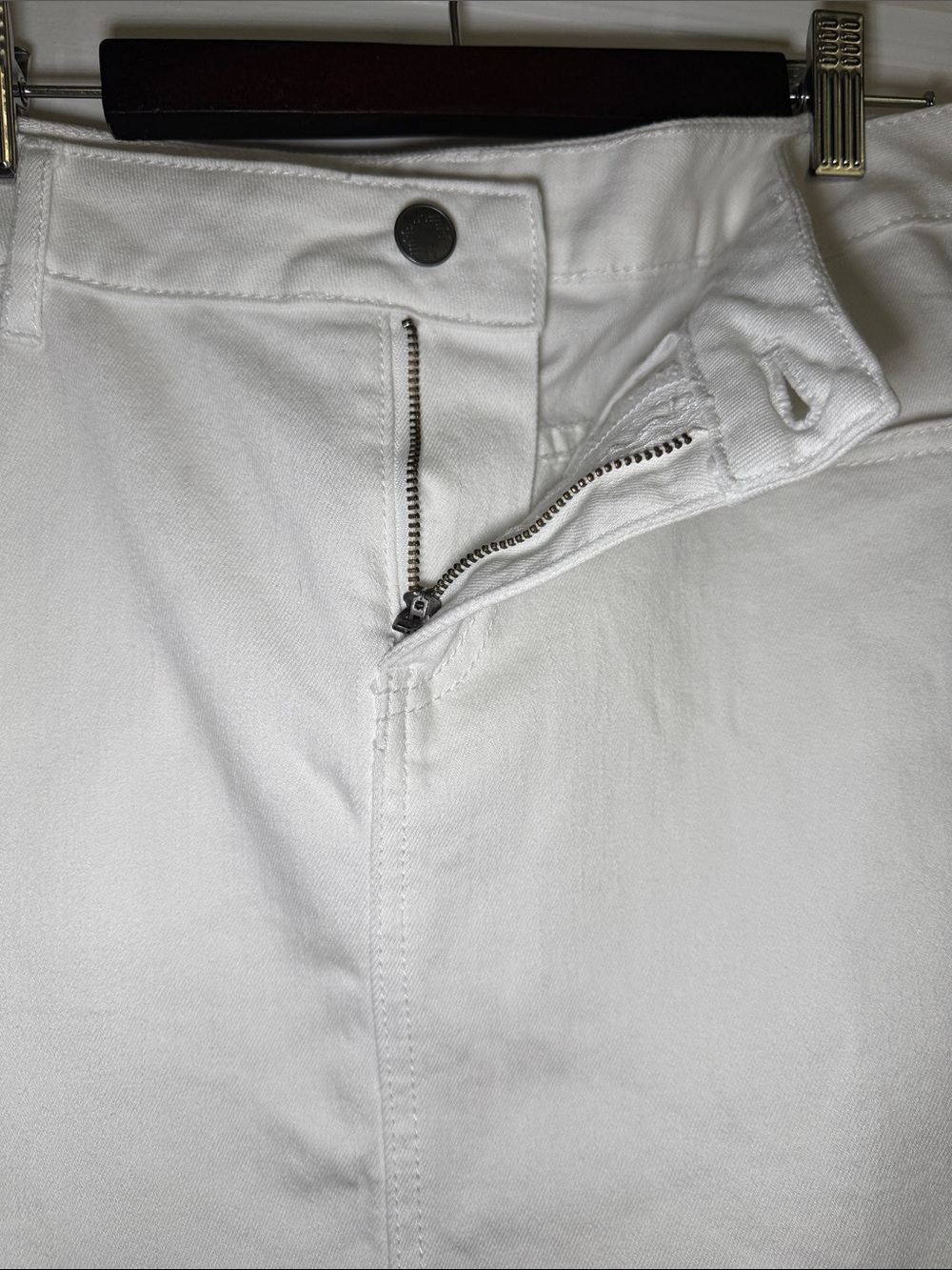 J. Jill White Cotton Stretch Denim Skirt Knee Length Size 12 - Picture 5 of 7